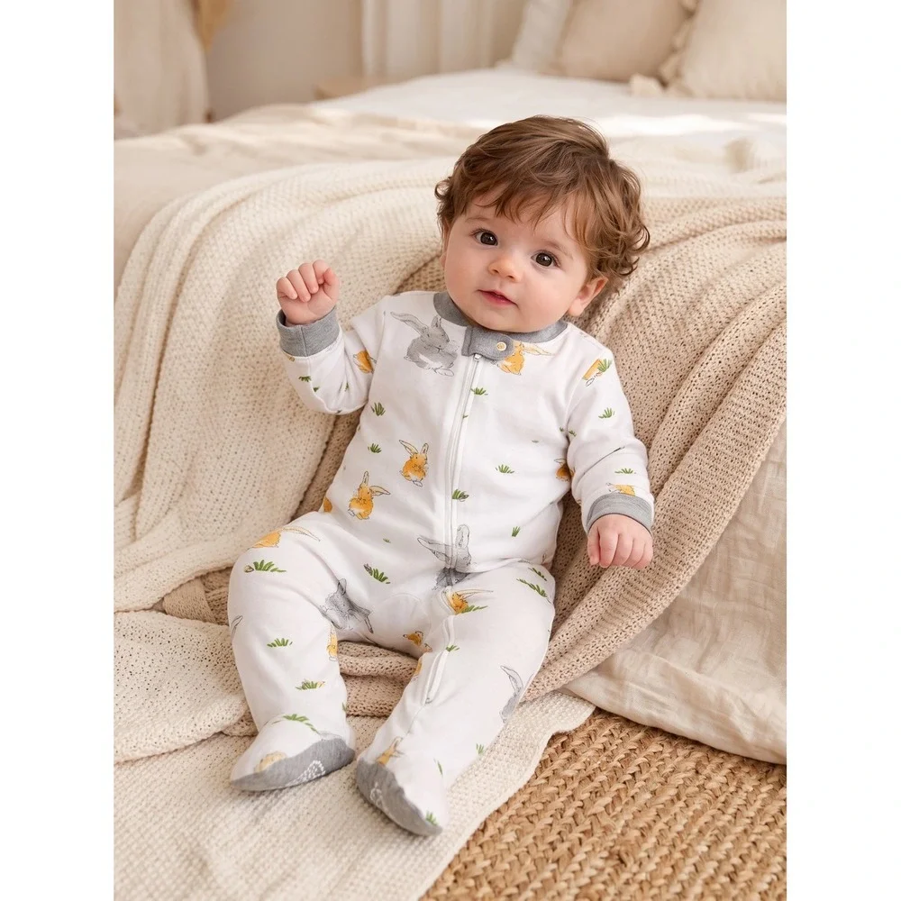 Burt's Bees Baby Bunny Rabbit Organic Cotton Footed Sleeper 3-6M